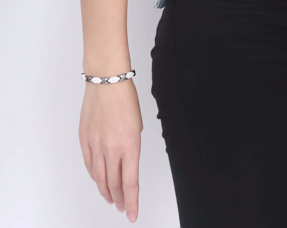 Женский магнитный браслет из нержавеющей стали с керамической цепочкой