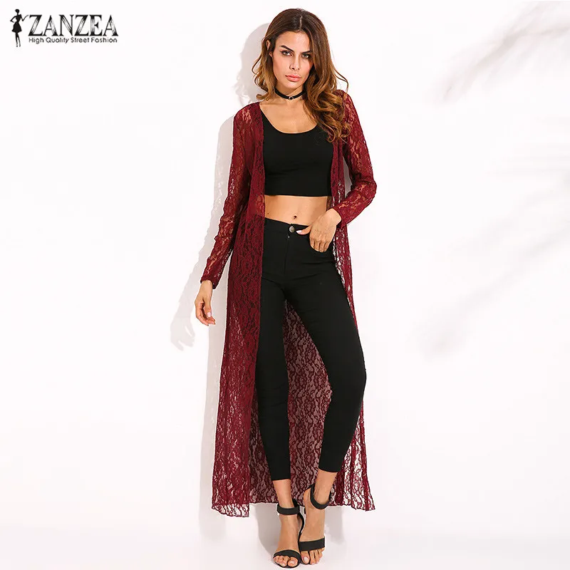 ZANZEA мода 2020 Женская кружевная блузка-кроше с длинным рукавом блузки пляжное