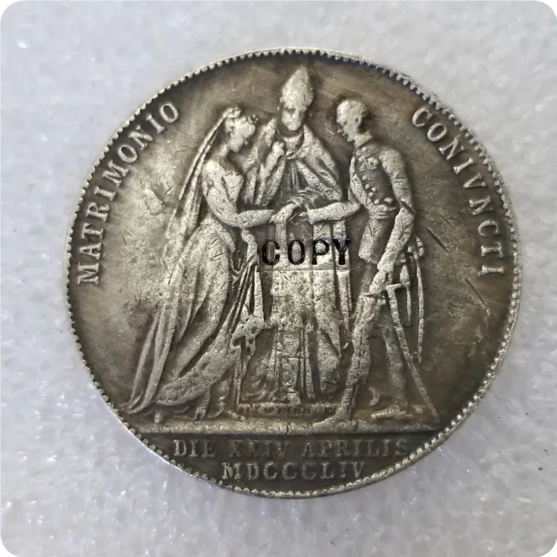 Копия 1854 Австрия хабсбург 1 гульден Франц Джозеф I копия монеты|Безвалютные
