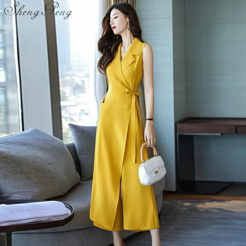 Женский шифоновый комбинезон с высокой талией элегантный Свободный широкими