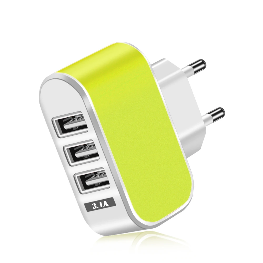 Зарядное устройство USB с 3 портами, 5 В, 2 А, сетевой адаптер питания USB для путешествий, зарядное устройство для телефона европейского стандарта для iPhone 11 Pro Max Xiaomi Mi note 10 Pro, зарядка