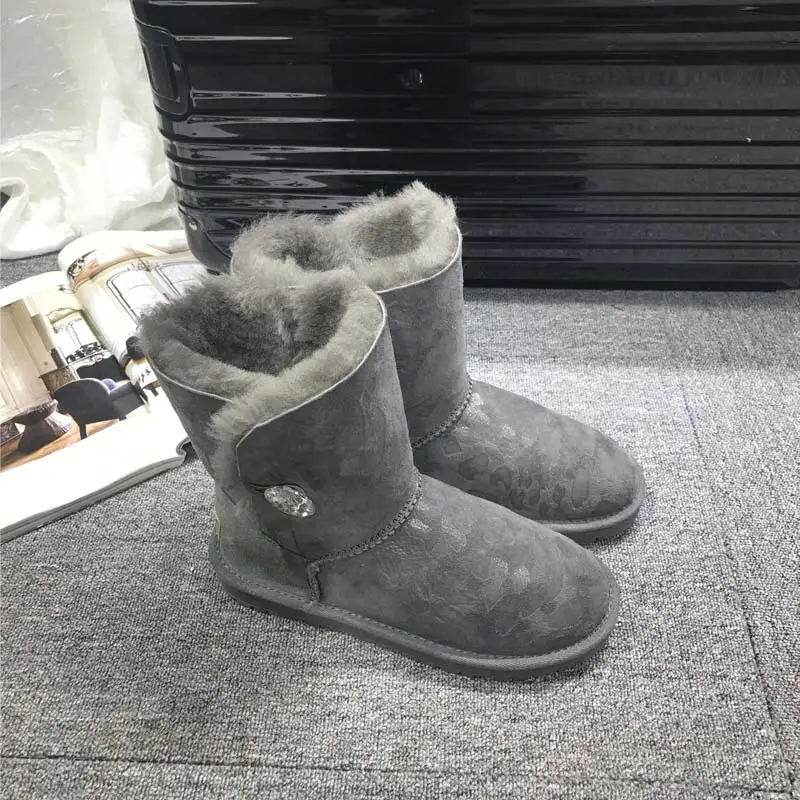 Gxlld кожа шерсть женские зимние ботинки леопардовым узором Гладкий мягкий