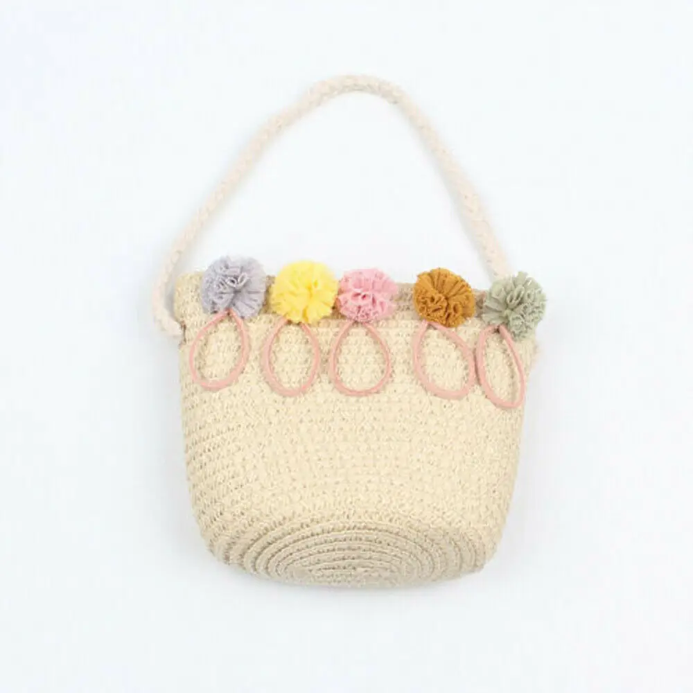 Baby Girls Bohemian Straw Woven Bag Rattan Wicker Handbag Shoulder Holiday Tote Shopping Beach Crossbody Plush Backpack | Игрушки и