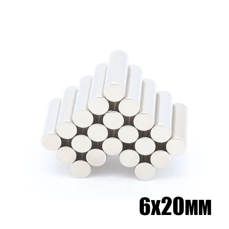 20pcs 6x20 mm Neodymium magnet N35 Super strong round Rare Earth NdFeb 6*20mm strongest permanent powerful magnetic | Обустройство