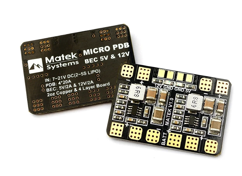 Плата распределения питания Matek Mini / Micro Power Hub PDB с BEC 5 В и 12 для FPV QAV250|Детали