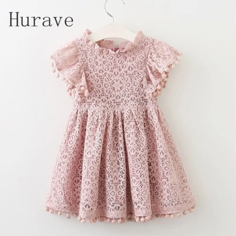 Hurave/ г.; летнее платье для девочек; кружевное платье для детей; модная одежда; платья принцессы с кисточками; детские летние платья