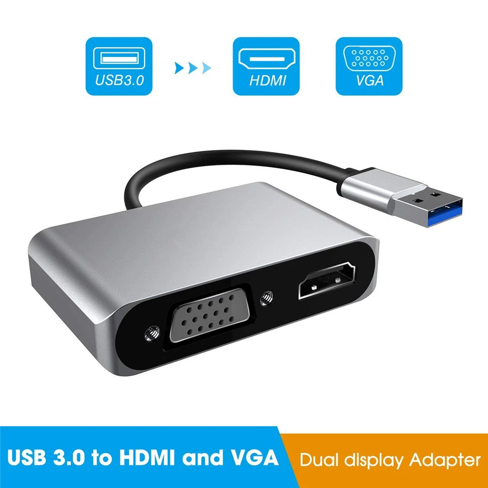 USB 3.0 to HDMI VGA Adapter Mac OS USB to VGA HDMI Adaptor 1080P Converter Support HDMI VGA Sync Output for Windows7/8/10