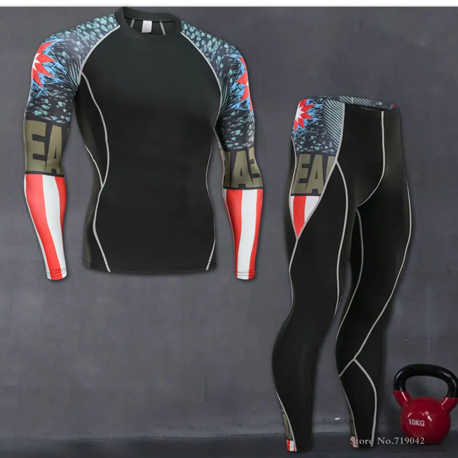 

Fitness suit long-sleeved tights men's quick training sports stretch running fitness clothes