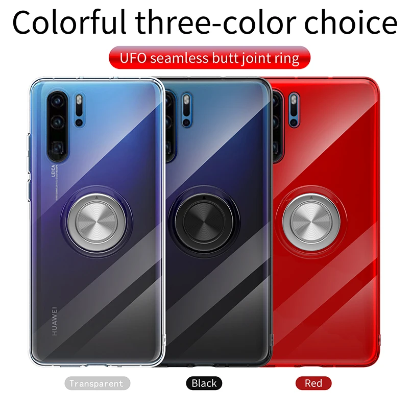 Magnetic Ring Bracket Case For Huawei P20 P30 Lite Transparent Finger TPU Clear Cover Mate 20 Pro |