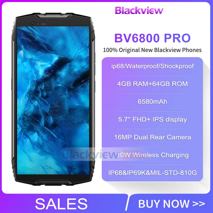 Быстрая доставка Blackview BV6800 pro Android 8 0 6580 мАч IP68 Водонепроницаемый 16MP NFC 5 7