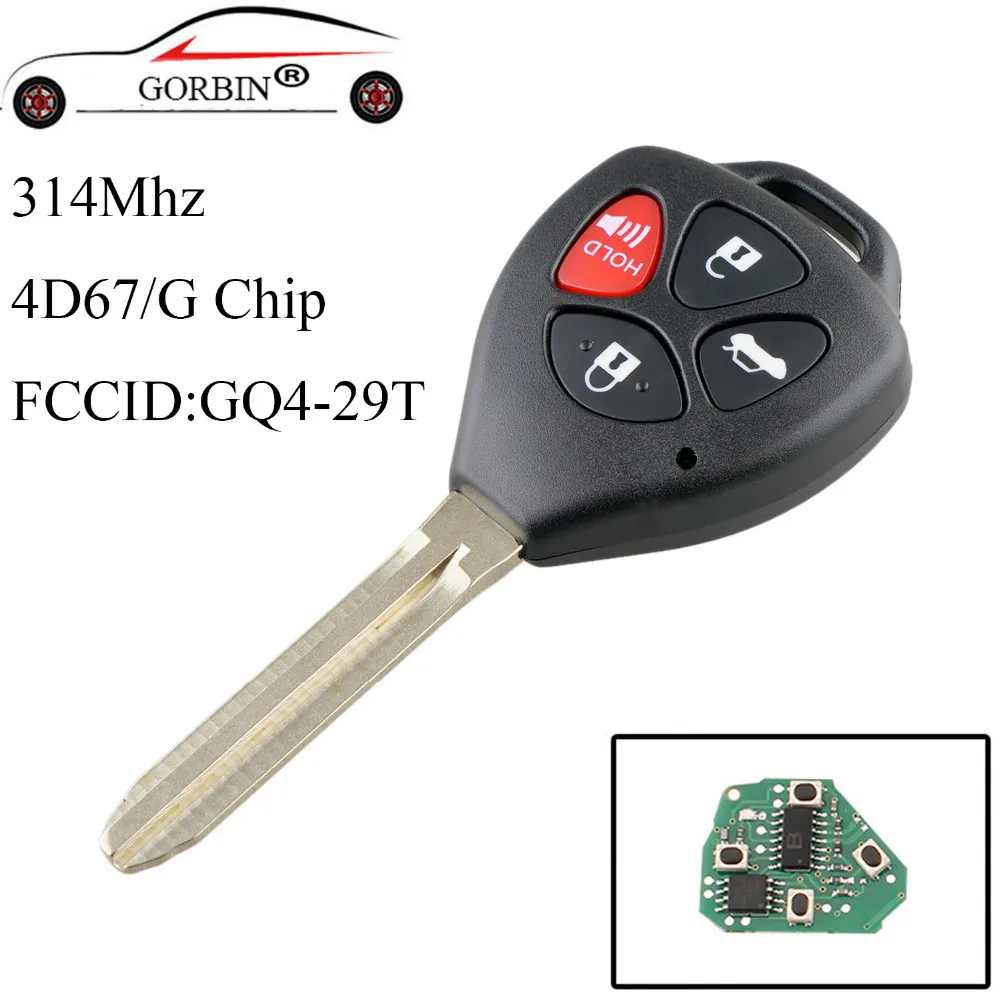 GORBIN 3 + 1 кнопки Замена дистанционного ключа Fob 314 МГц G/4D67 чип для Toyota Corolla 2010 2011 2012 2013