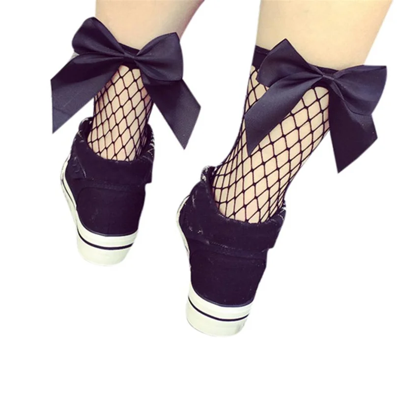 Новые модные открытые низкие носки Популярные шикарные тонкие ажурные с бантом