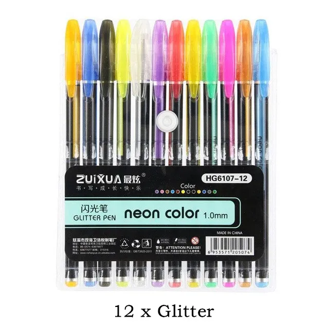 12 colors Набор гелевых ручек Umitive 48 цветов, блестящая гелевая ручка для взрослых, раскрашивающие книги, дневники, рисование, рисование, Рисование для детей, рисование - Цвет: 12 colors