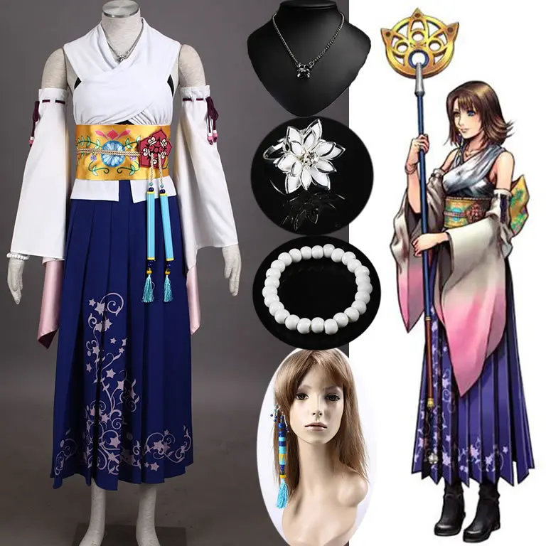 Final Fantasy Ten маскарадный костюм Yuna призванный высокого качества как у