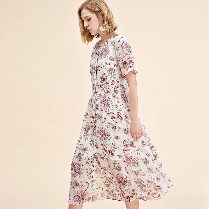 Платье из 100% натурального шелка летняя Новинка шелковое платье с коротким