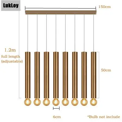 Set of 8 long plate Диаметр 6 см Золотой светодиодный подвесной светильник современная кухонная лампа столовая Бар Магазин счетчиков труба подвеска вниз трубка офис точечный свет - Цвет корпуса: Set of 8 long plate