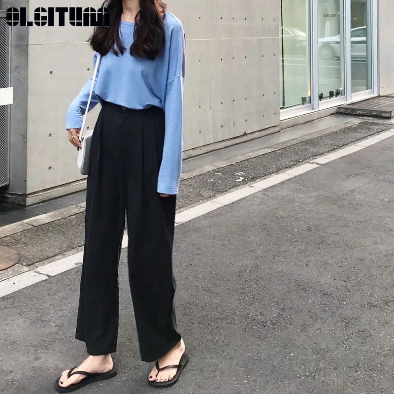 

2020 New Spring Summer Wide-Leg Long Pants Female Korean Version of the Elastic Korean Casual Women Pants PT253