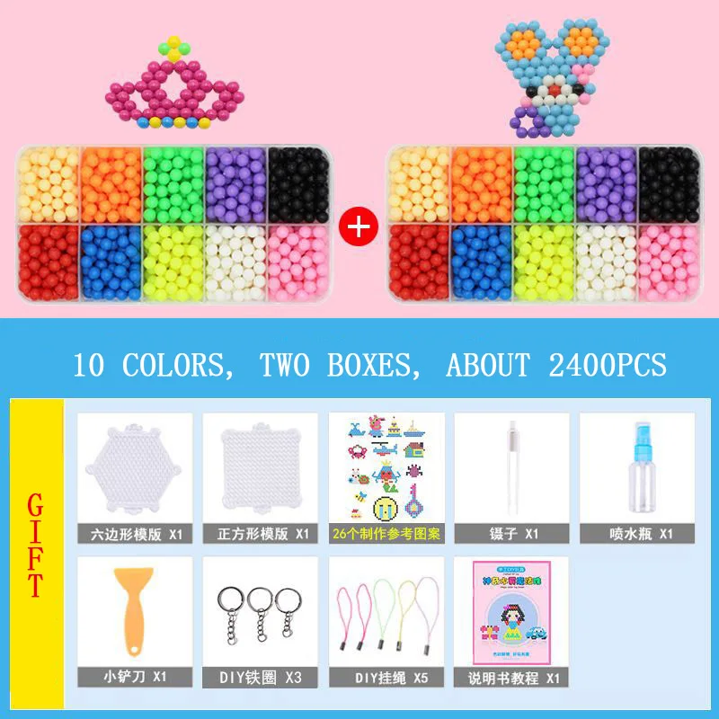 6000pcs 24 Colors beads puzzle Crystal color DIY Beads water spray set ball games 3D handmade magic toys for children - Цвет: 2400PCS