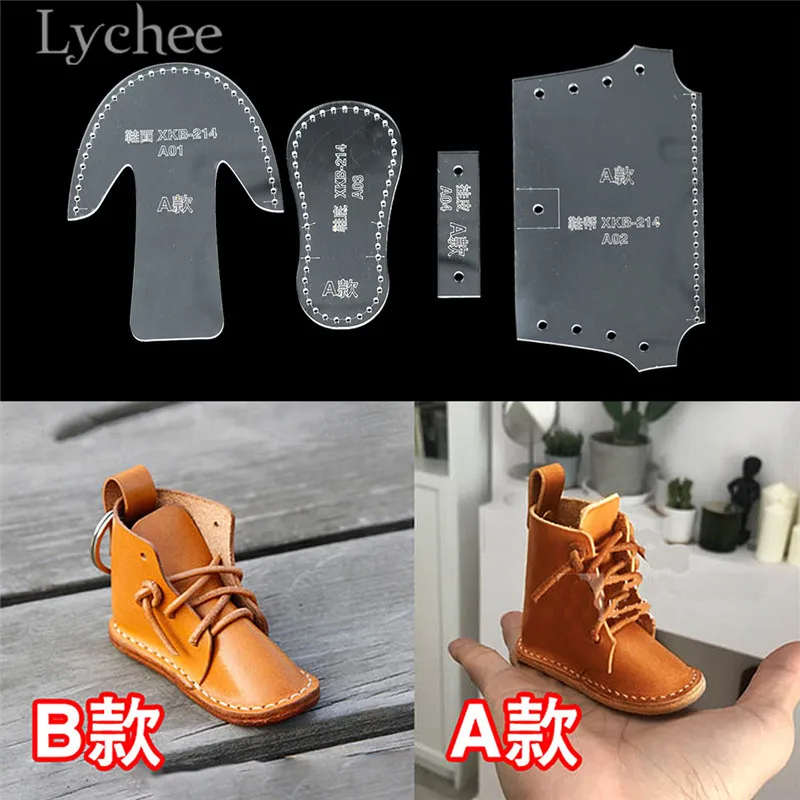 Lychee мини-дизайн обуви акриловый шитье шаблон ботинок подвесной кулон шаблон DIY кожевенное ремесло шаблон