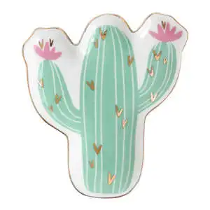Cactus Мини поднос в скандинавском стиле, расписанный фламинго, кактус, корона, керамический соус, ювелирная тарелка, Креативные украшения, поднос для сервировки - Цвет: Cactus