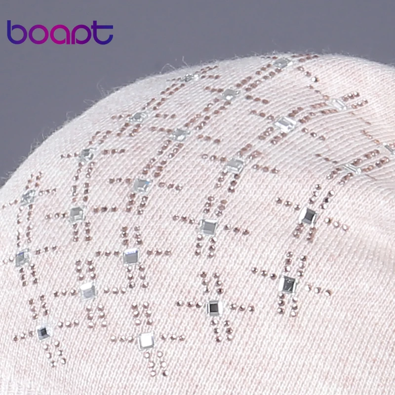 [boapt] бриллиант двухъярусный шерсть вязаный толстый женские зимние шапки складки