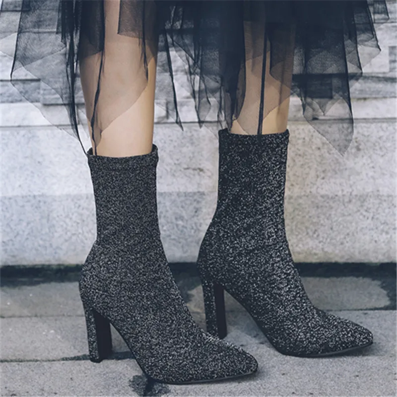 

2020 New Women boots High Heels Boots Women Suede Fabric Mid-Calf Sexy Boots Pointed Toe Boots size 32-43 Free Shipping
