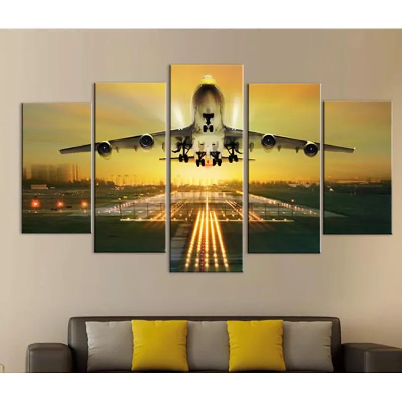 Современное Декоративное искусство настенная живопись желтые самолеты и runways