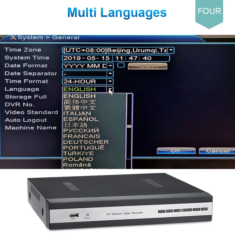 XMEYE ONVIF H.265 4CH/8CH 48 V POE NVR 1080 P P2P, для наблюдения, безопасности, Системы видео Регистраторы для POE Камера