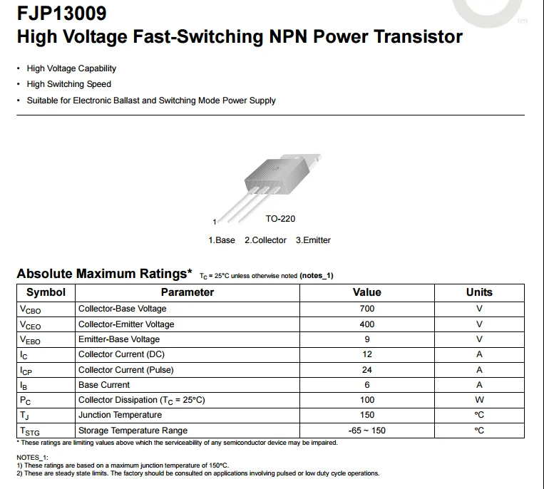 MJE13009 FJP13009 J13009 13009 TO-220 кристалл Триод Высокое напряжение быстрое переключение NPN силовой транзистор
