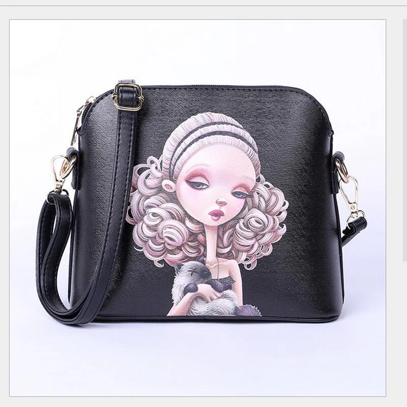 Ретро LA PU мухерес вестник мешки nuevos bolsos де лас Мультфильм печати печатные mochila bolso