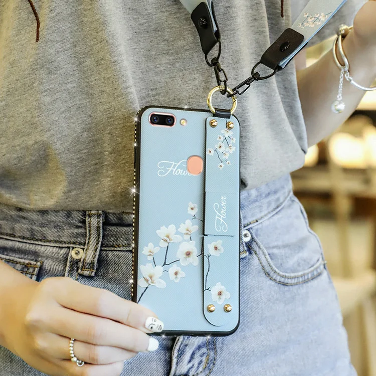 Чехол с ремешком на запястье для Oppo Reno F11 Pro F9 A7X A7 A3S A3 A83 A79 A73 F5 A59 A57 A5 z K1 R15X Realme 2 C1 X Lite