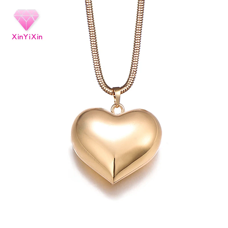 Classic Big Heart Pendant Necklaces Cute Glossy Long Necklace Jewelry For Women Fashion Birthday Party Gifts Drop shipping | Украшения и