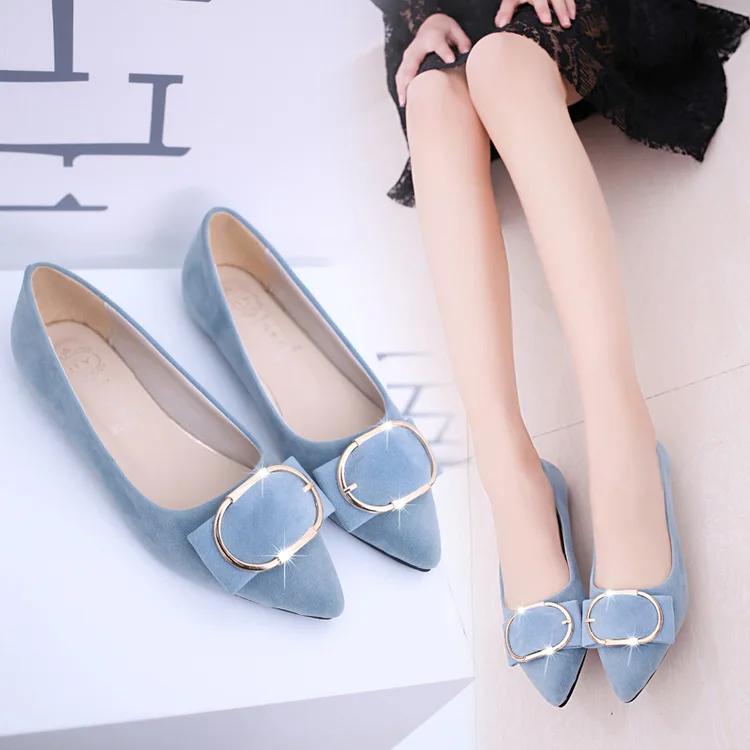 

Summer New Pointed Flat Shoes Flat Flat with Square Buckle Casual Shoes