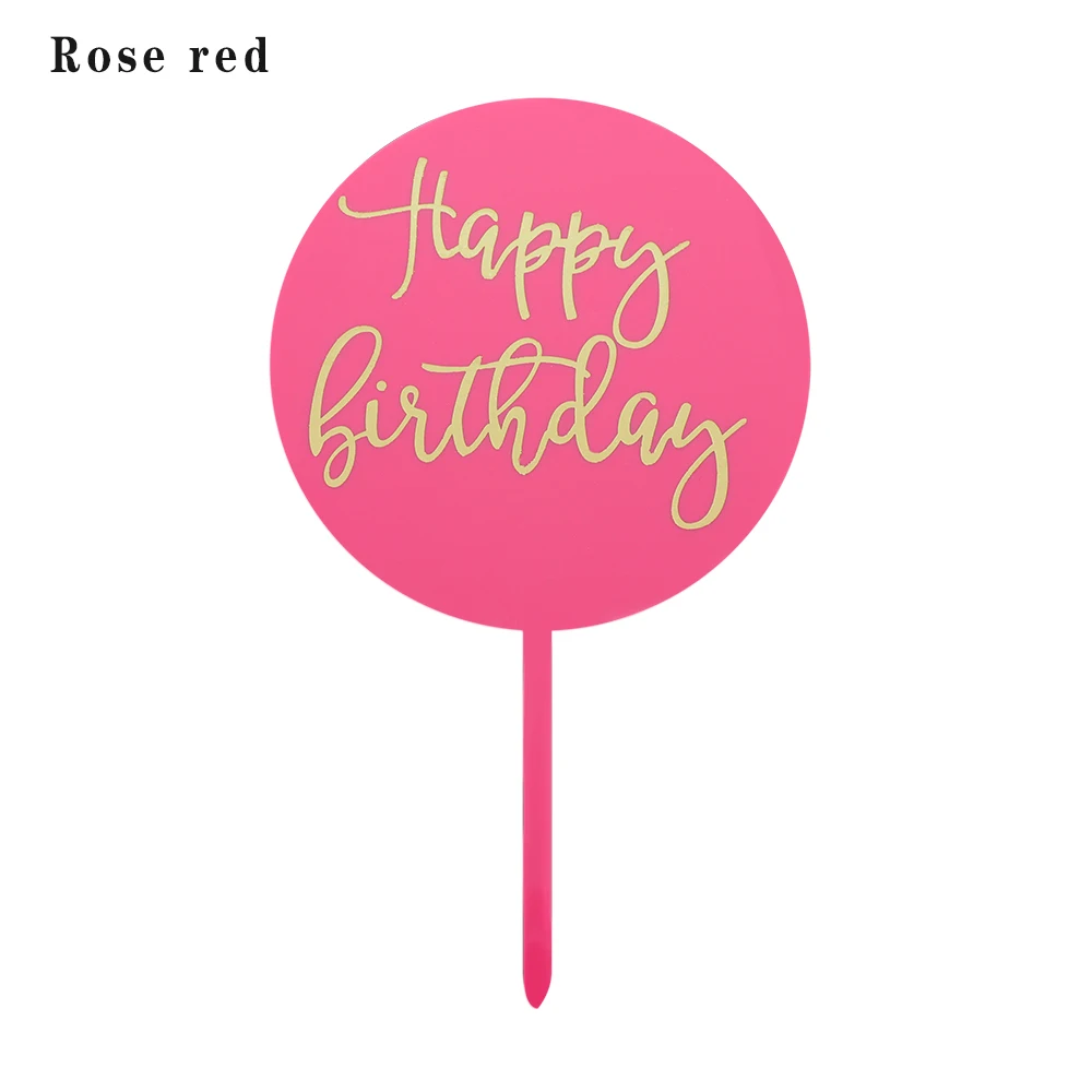 rose red Топперы для кексов, топперы для кексов, акриловые украшения на день рождения, вечерние принадлежности для детского душа, свадебные украшения, подарки для детей - Цвет: rose red