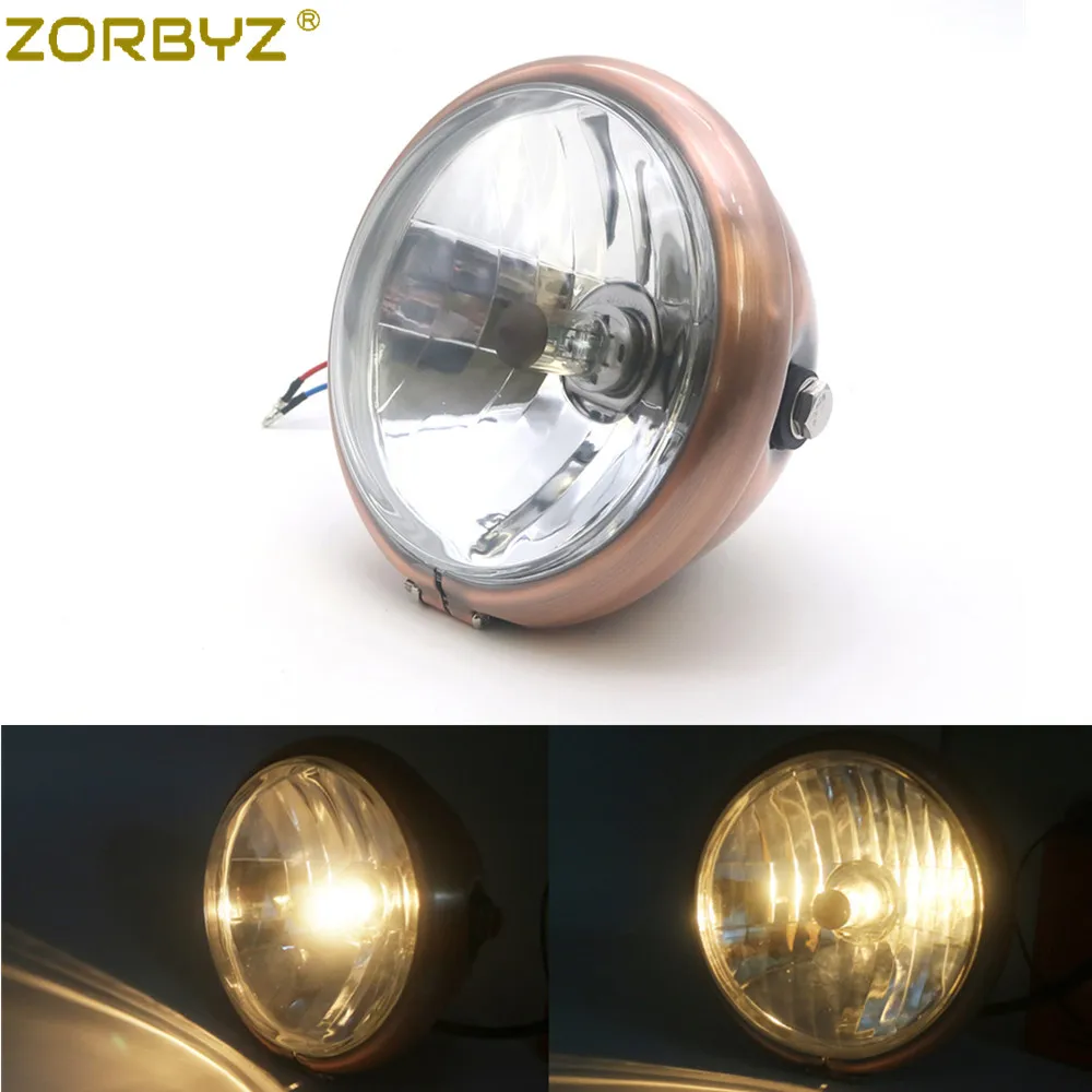 ZORBYZ мотоциклетная Ретро металлическая медная передняя фара с боковым