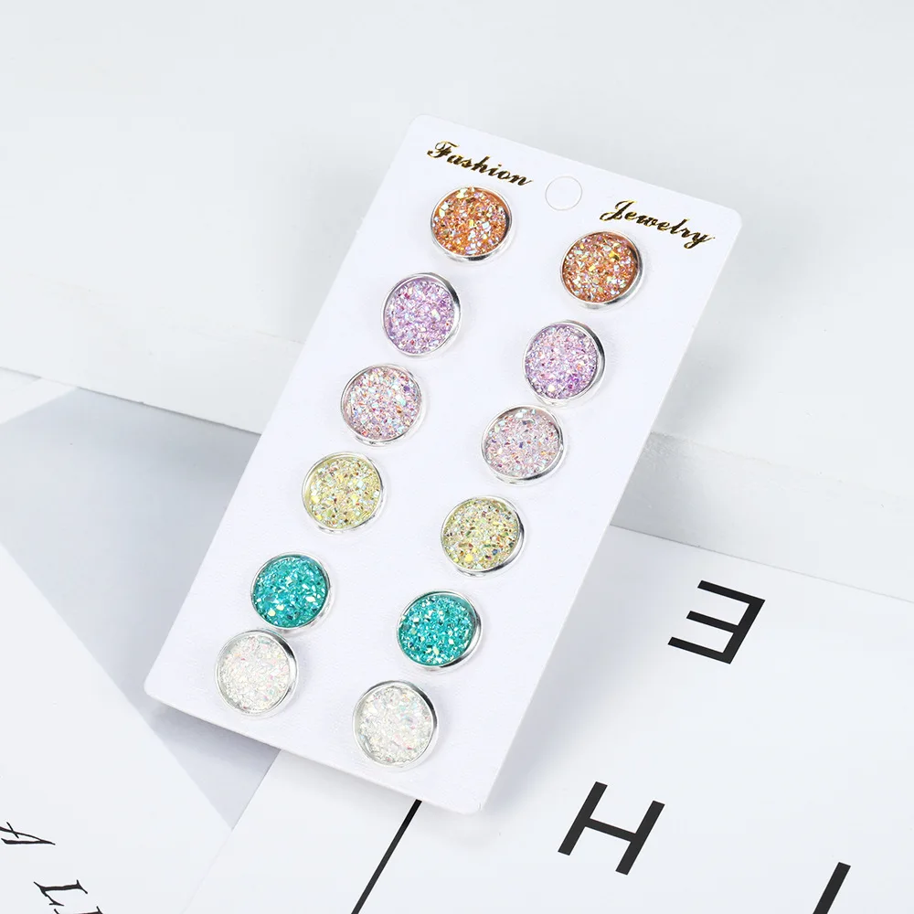 6 pair/set Candy Color Round Stud Earrings For Women and Girls Brand Fashion Party Jewelry Hot Exqusisite Ear Accessories E707 | Украшения