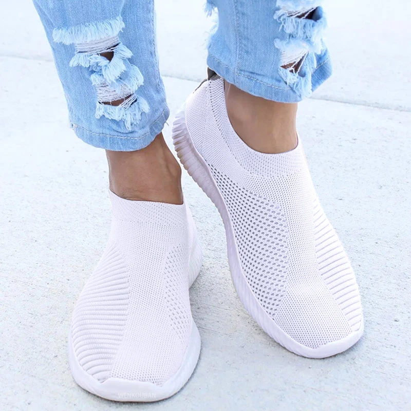 

Women Sneakers Knitted Women Vulcanized Shoe Slip On Ladies Flat Shoes Mesh Trainers Soft Women Casual Shoes Footwear Zapatos