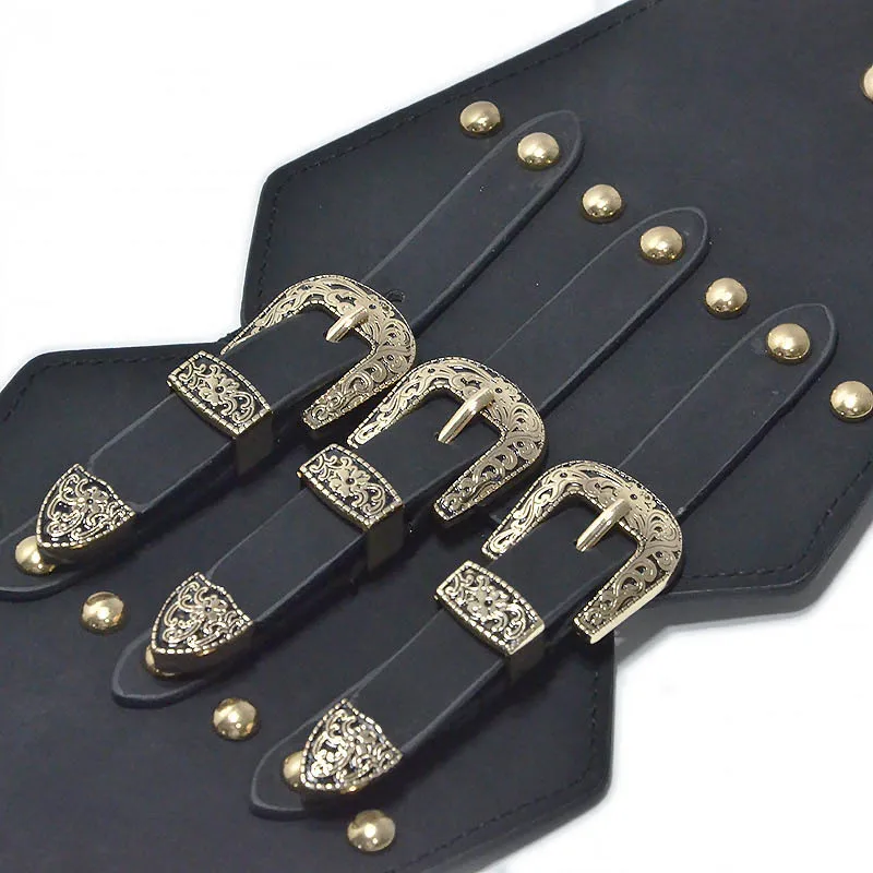 Женский винтажный пояс из искусственной кожи широкий эластичный с узорной