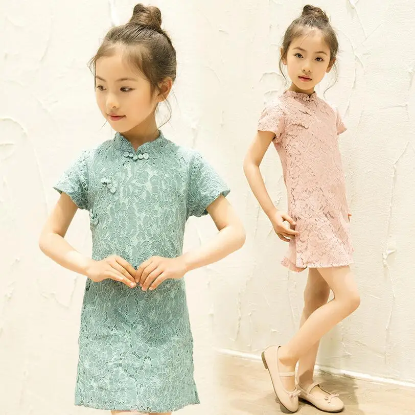 Детское платье Ципао с цветочным рисунком для девочек чонсам рождественский