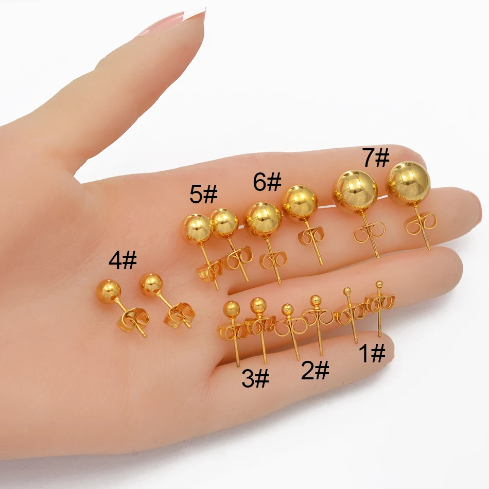 Anniyo 12 парт/Лот 2 мм/3 мм/4 мм/6 мм/8 мм/10 мм/12 мм бусины серьги для женщин и девушек