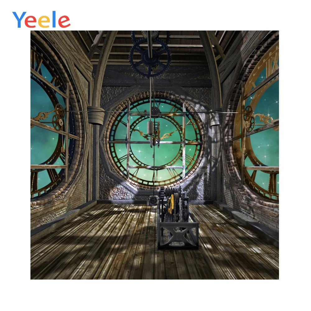Yeele часы башня интерьер шестерни технологический чувство фотографии фоны