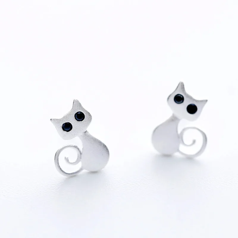 Милый кот серьги 100% 925 пробы серебряные ювелирные изделия гипоаллергенный