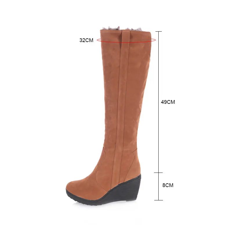 Женские сапоги до бедра из нубука с мехом | Обувь