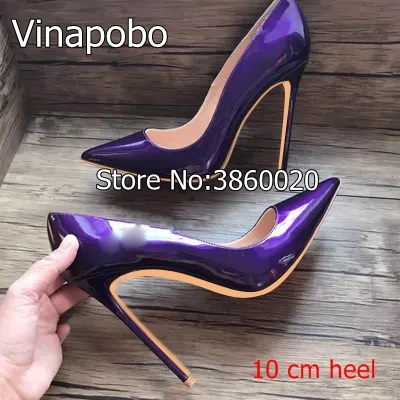 Vinapobo/ г. Новые модные женские туфли-лодочки на высоком каблуке Классические пикантные свадебные туфли на тонком каблуке, белого, красного, бежевого цвета, большие размеры 34-43 - Цвет: SLIVER 10cm heel