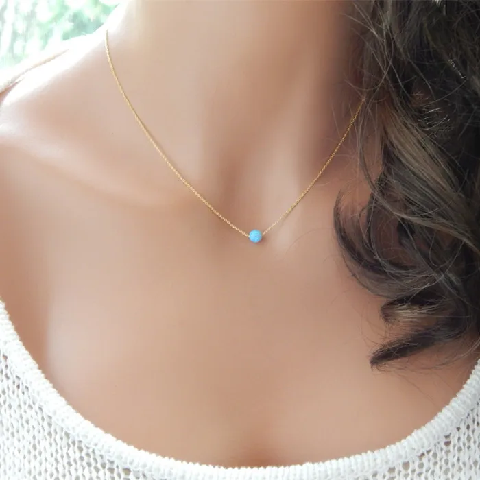 (1 шт./лот) Φ! Ожерелье из серебра 925 пробы с опалом 5 мм|sterling 925|925 silver necklacesilver necklace |