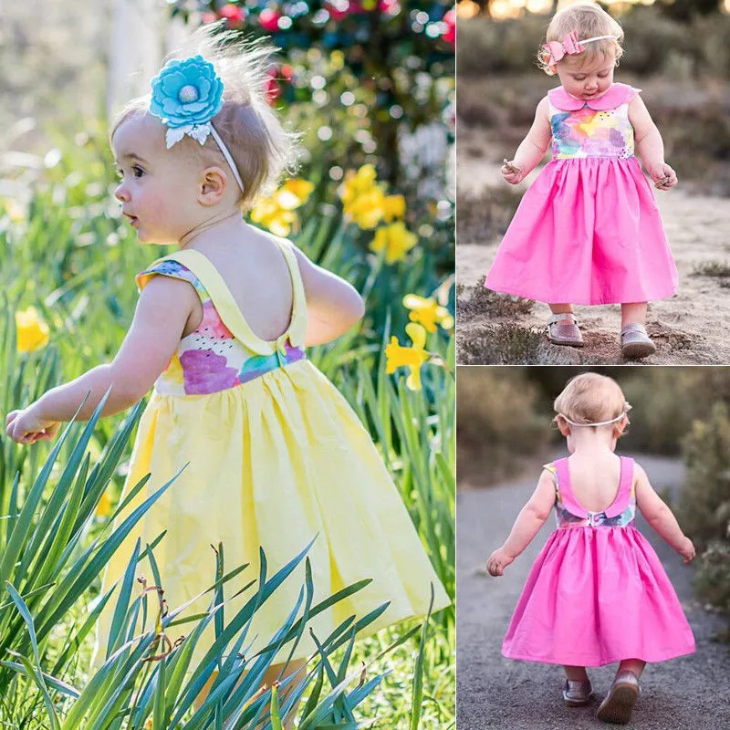 Милые детские вечерние платья принцессы с рисунком для маленьких девочек мини