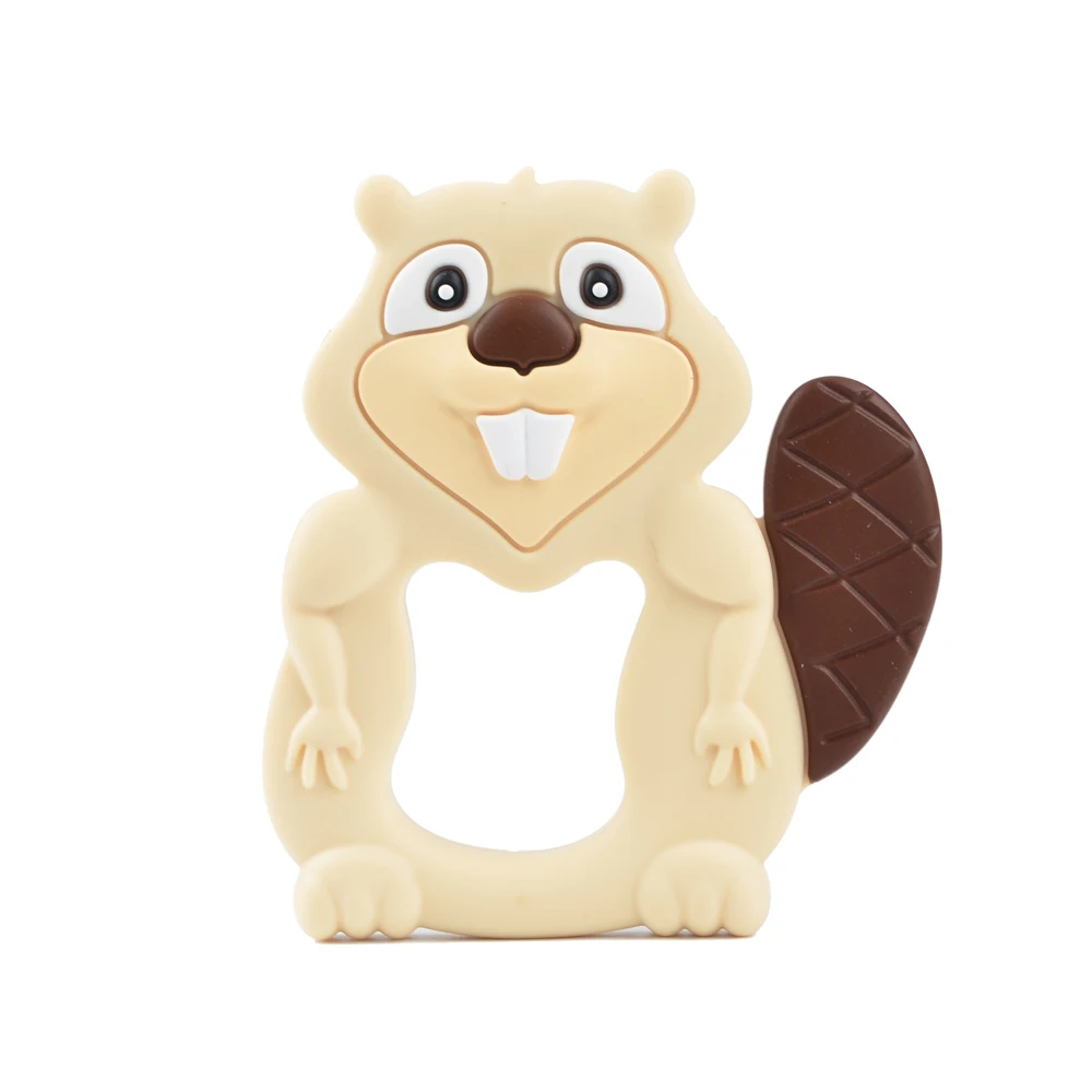 Navajowhite LOFCA 1 шт. Beaver Силиконовые Прорезыватели животных милый мультфильм Прорезыватели для зубов игрушки ребенок Кастор кулон для ожерелья малыша кормящих подарок жевать - Цвет: Navajowhite