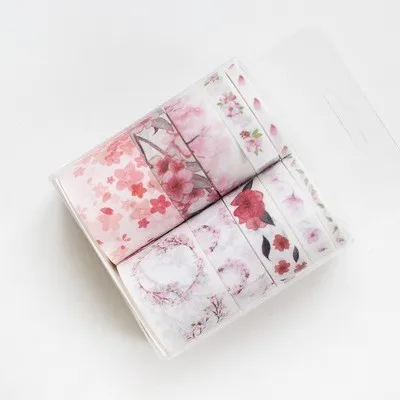 Cherry Принт с героями мультфильмов Kawaii, набор маскировочной клейкой ленты подарок ретро Цветной DIY ручной учетной записи Лента для декорации Washi милый клейкая лента товары для рукоделия 024057 - Цвет: Cherry