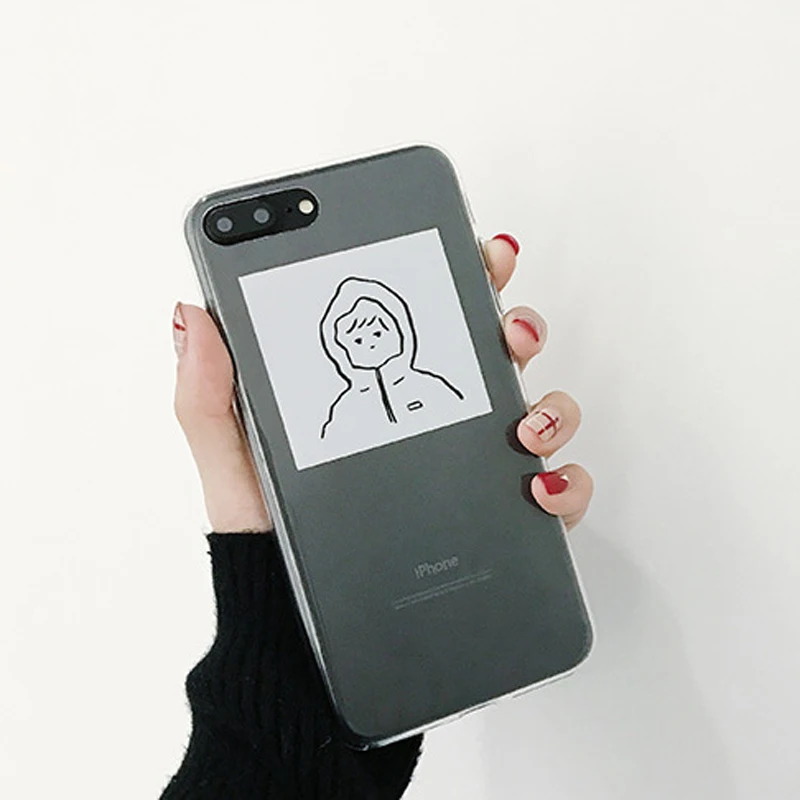 Для iPhone 8 7 6 6s plus корейский модный чехол с рисунком для девочек и мальчиков простой
