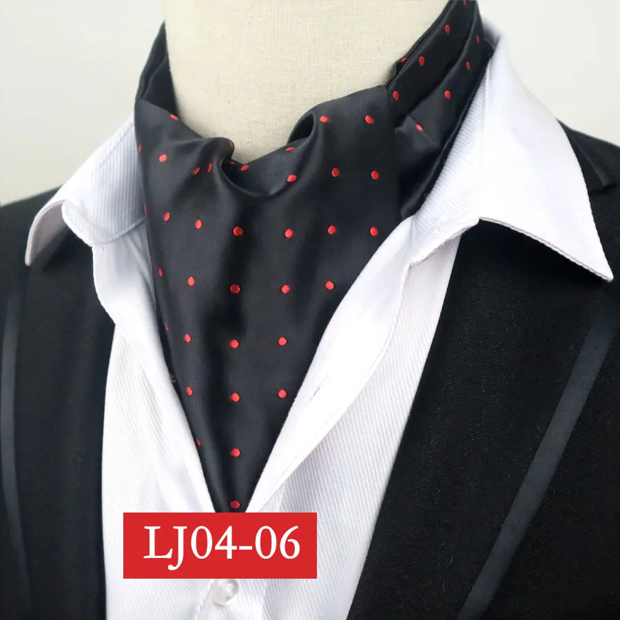 YISHLINE мужской красный фиолетовый черный в горошек модный официальный Шелковый шейный платок Аскот галстук джентльмен самозавязывающийся полиэфирный шелковый галстук - Цвет: LJ04-6